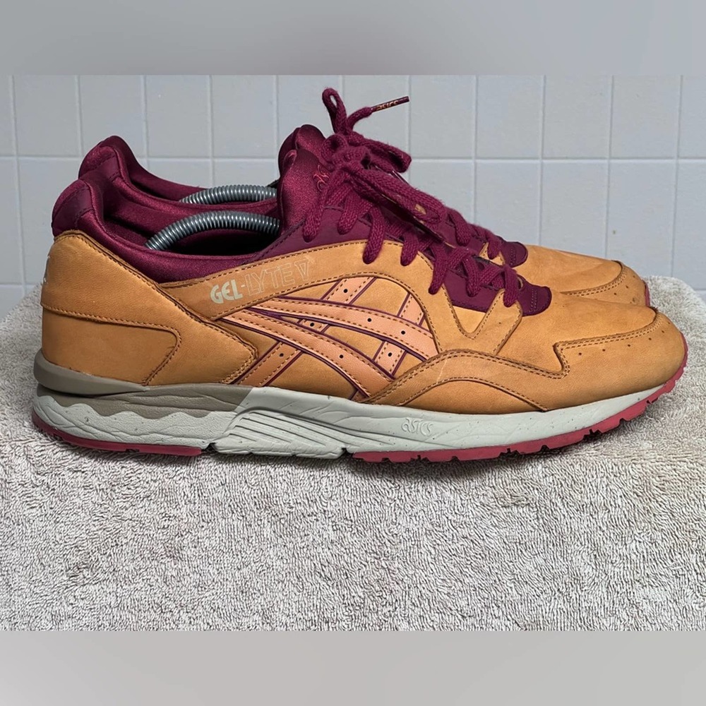 MENS ASICS GEL-LYTE V ALPINE BLAST PACK TAN MAROON SHOES SIZE 13 NICE